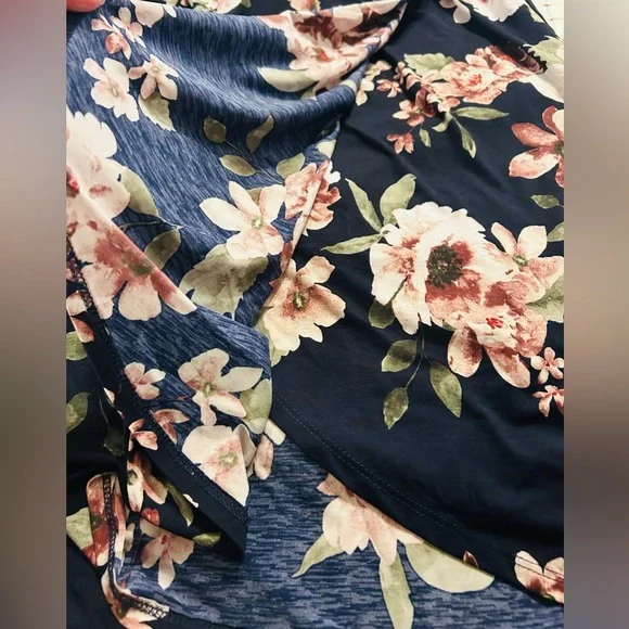 Chris and Carol Navy Floral Midi Dress with Pink Blossoms - Picture 9 of 9